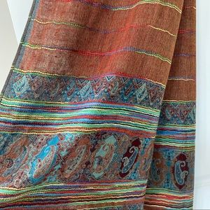 Pashmina Wrap/Stole: Dark Turquoise & Rust